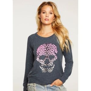 Chaser Leopard Print Skull Sweatshirt